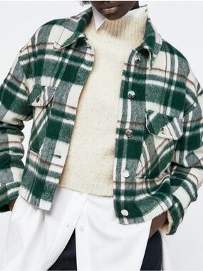 Zara Plaid Cropped Shacket.